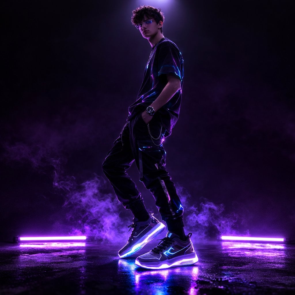 Cyberpunk Man in Neon Streetwear — image 2