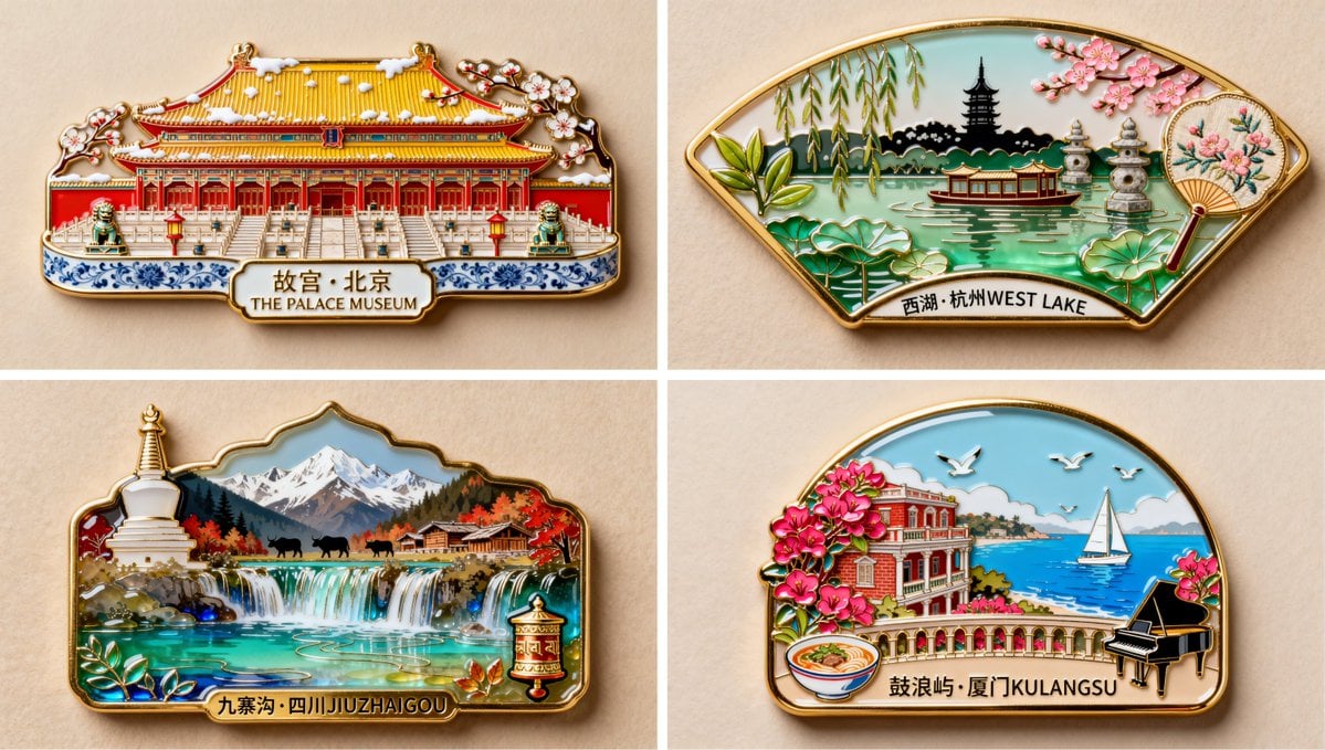 Cloisonne Enamel Fridge Magnet of West Lake