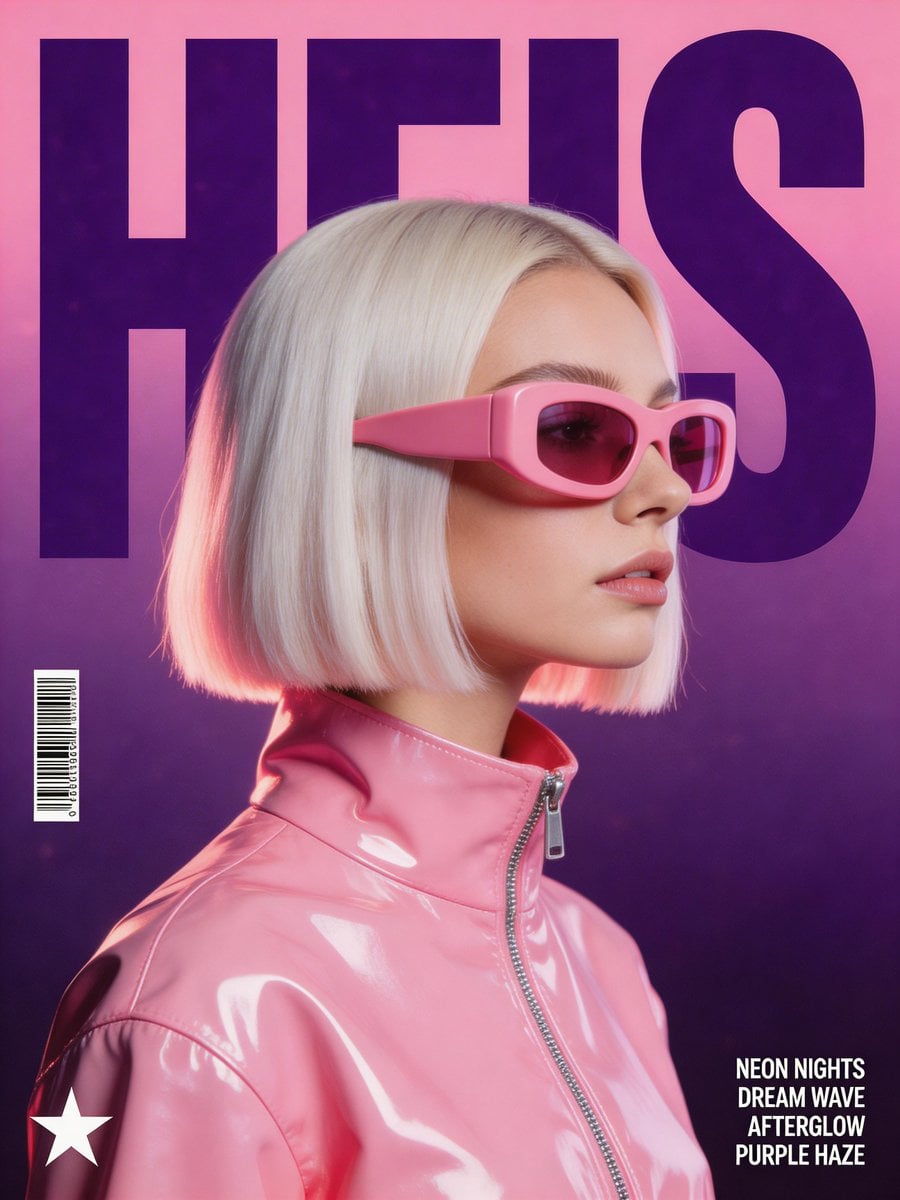Synthwave Music Poster With Retro Futurism Woman