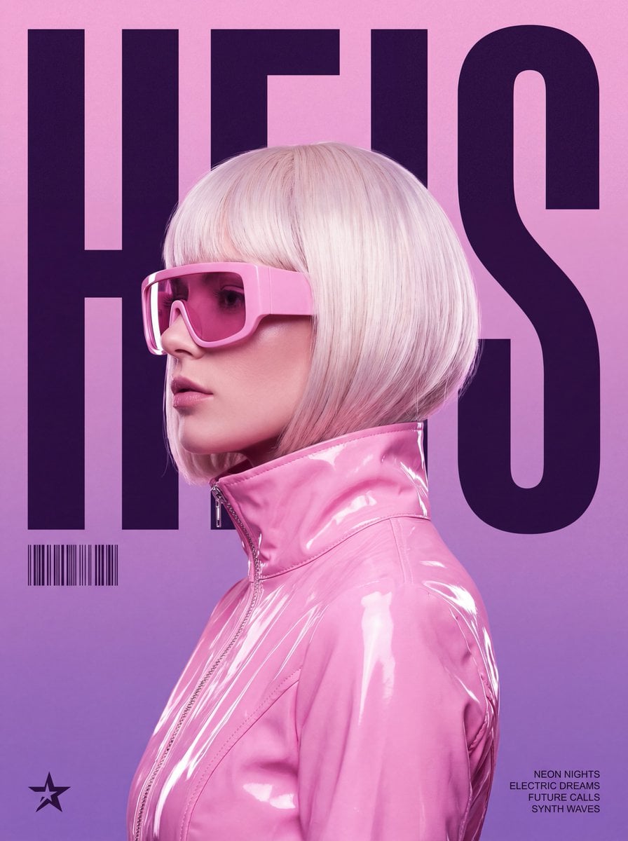 Synthwave Music Poster With Retro Futurism Woman — image 2