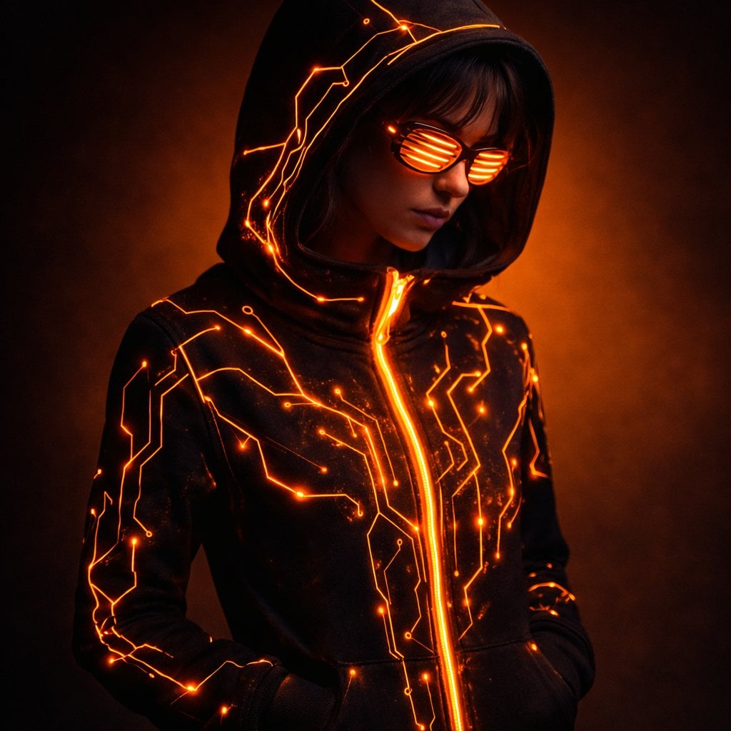 Cyberpunk Portrait In Neon Hoodie — image 2