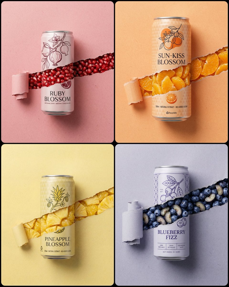 Soda Can With Fruit Tear and Paper Coil