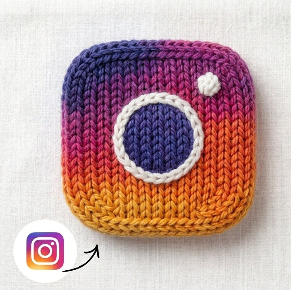Knitted Instagram Logo with Stitched Camera Symbol — image 3