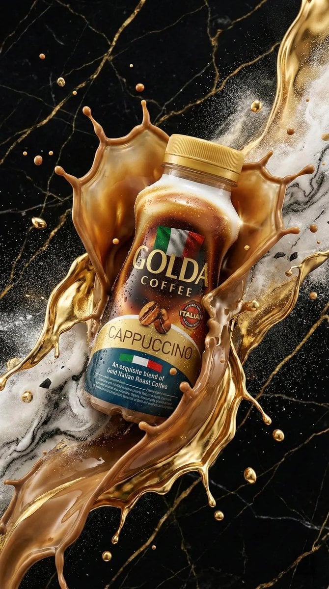 Ultra-Realistic Cappuccino Bottle with Dynamic Splashes — image 2
