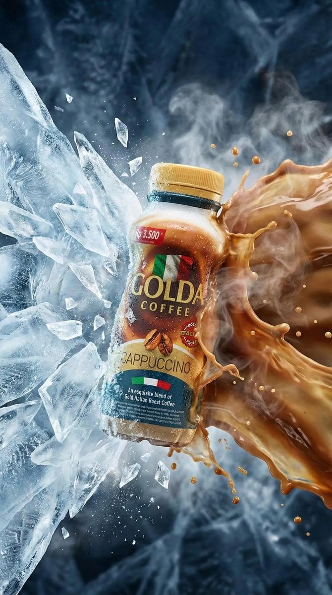Ultra-Realistic Cappuccino Bottle with Dynamic Splashes — image 4