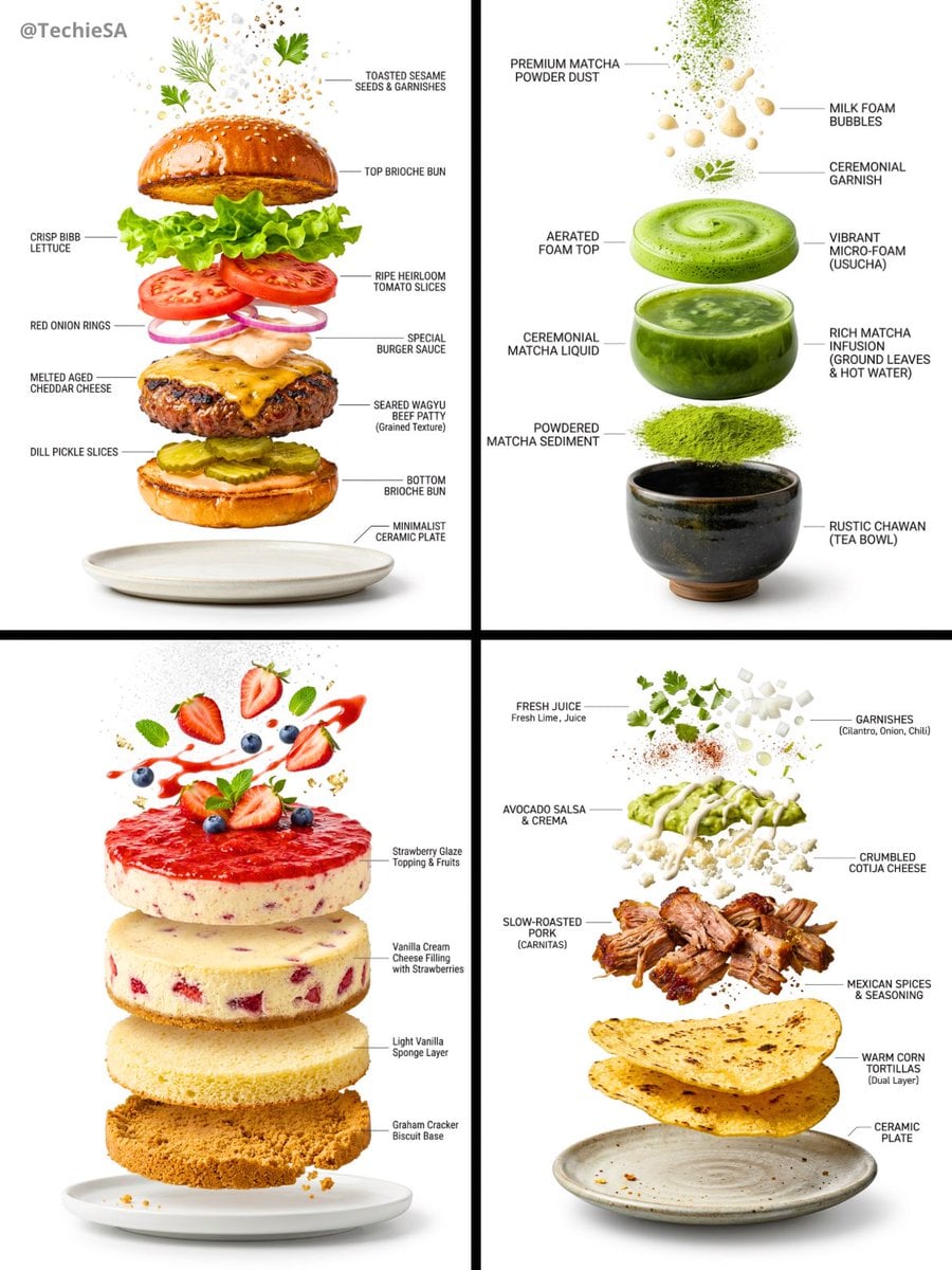 Exploded Food Infographic with Realistic Details