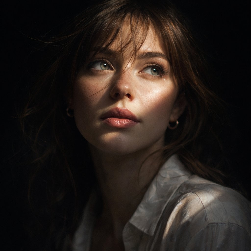Mysterious Woman's Introspective Portrait