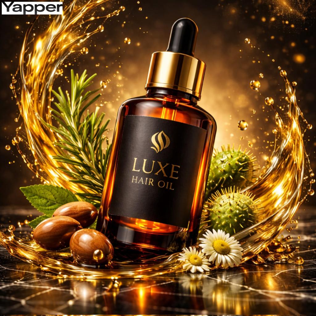 Elegant Herbal Hair Oil Product Photography — image 2