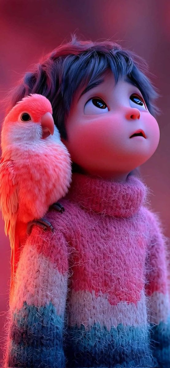 Pixar-Style Boy with Raccoon Companion — image 2