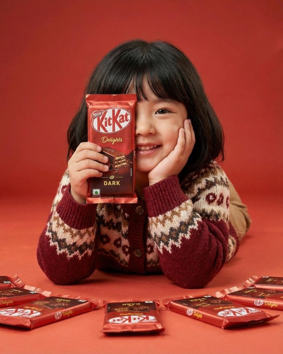 Girl With KitKat Dark Chocolate Bar