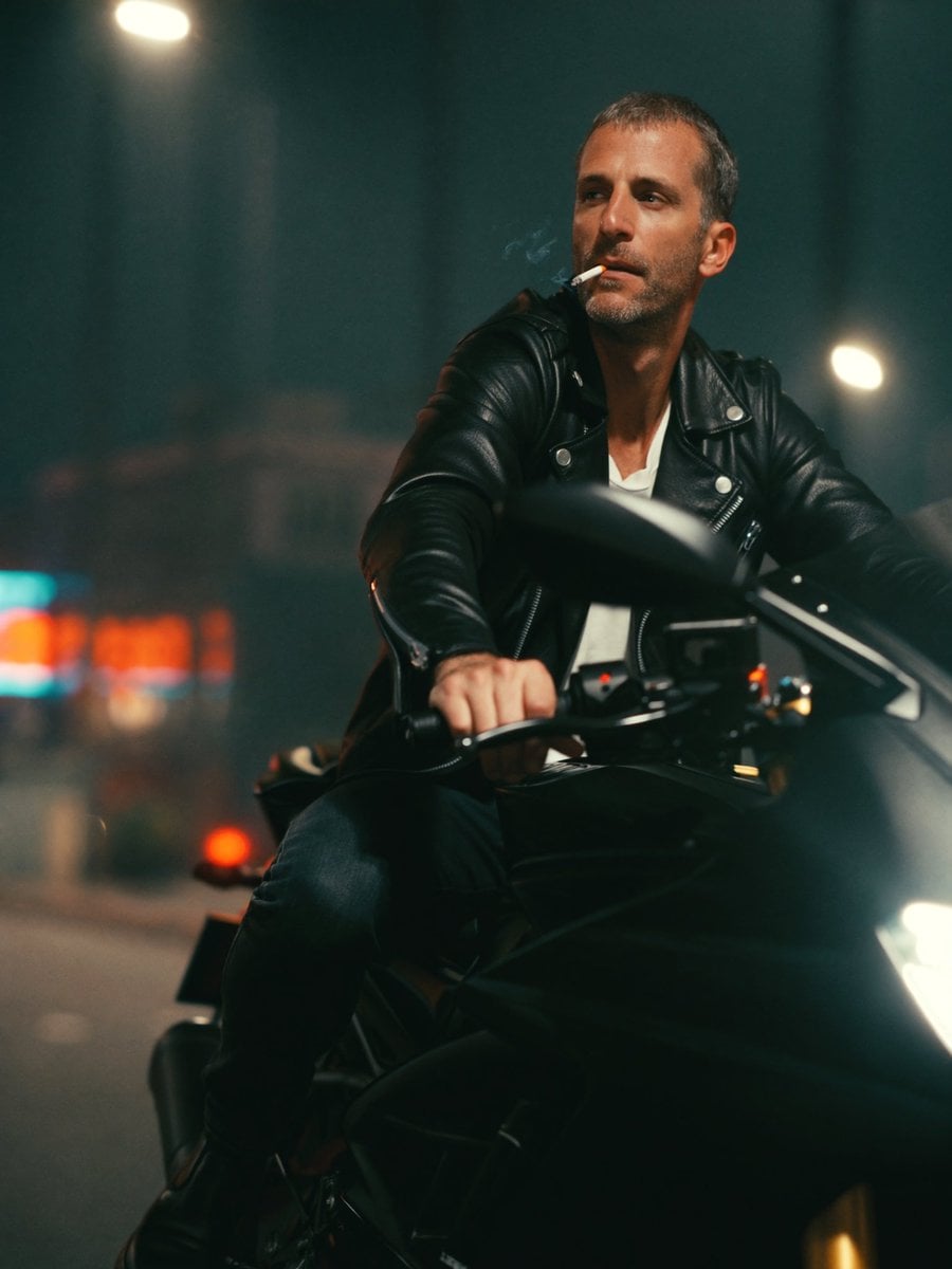Man on Sportbike at Night — image 2