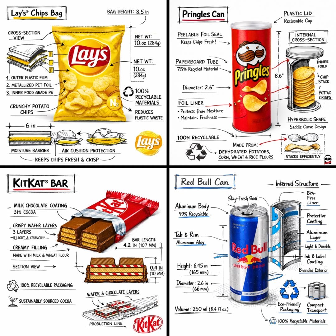 Branded Technical Infographic of a Snack Item