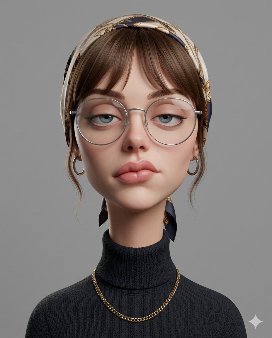 Exaggerated stylized 3D caricature character portrait with strong — image 2