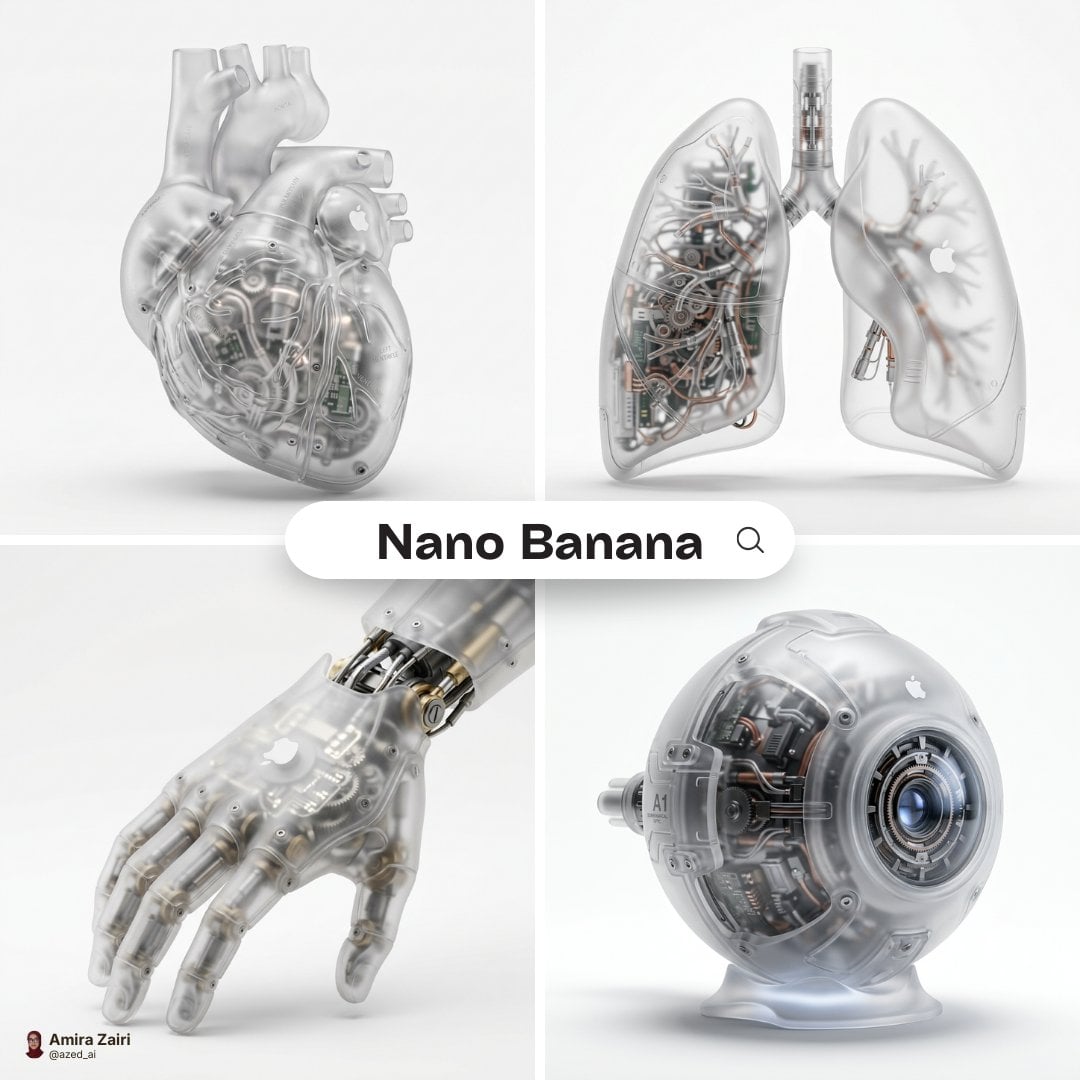 Biomechanical Human Organ Render With Apple Logo