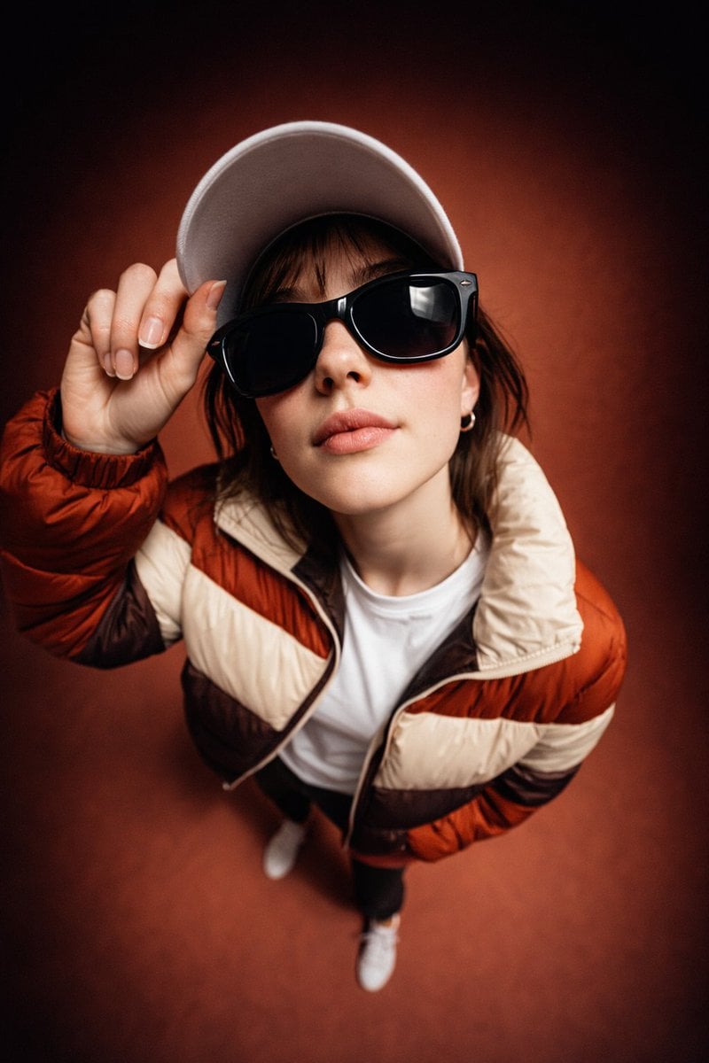 Fisheye Portrait with Dramatic Top-Down Angle — image 2