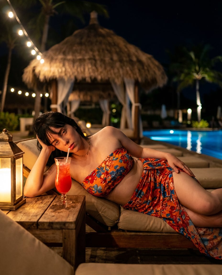Woman Relaxing at Tropical Resort Poolside — image 4