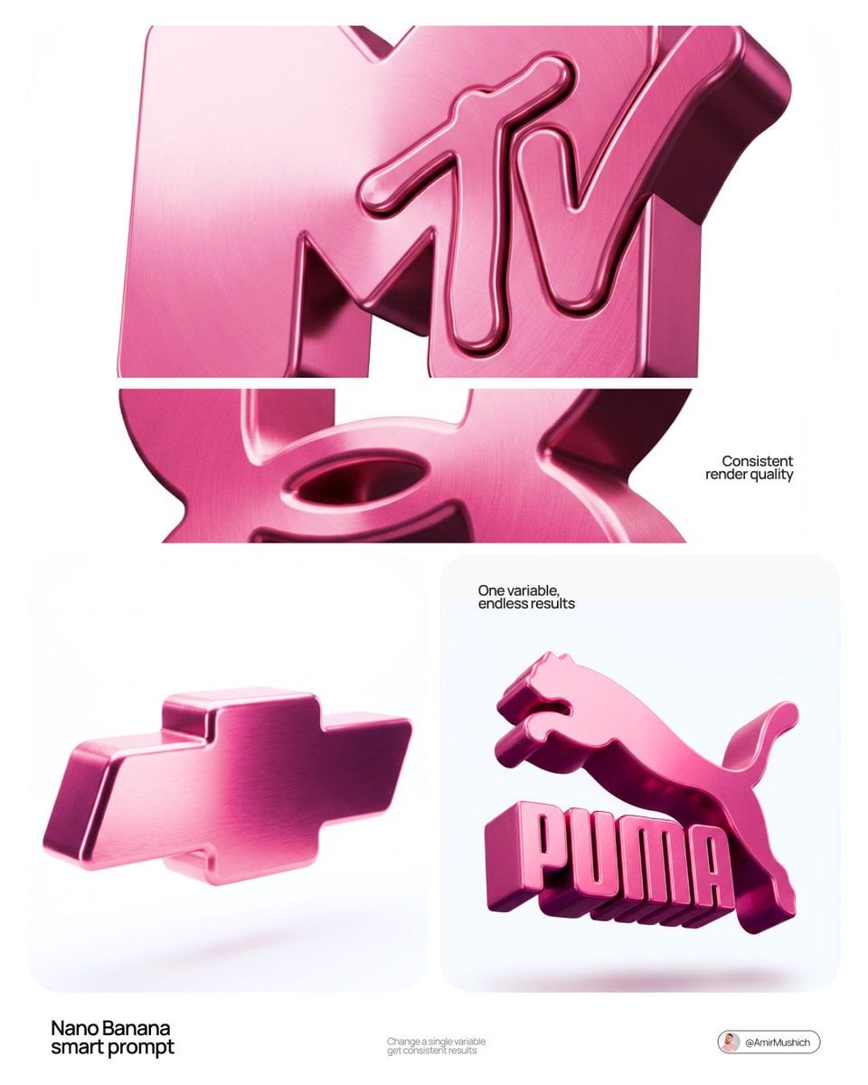 Luxury Pink Metallic 3D Logo Sculpture