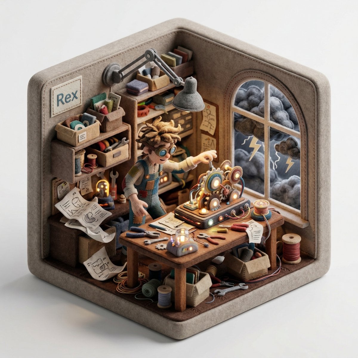 Felt Diorama of Creative Character in Nature Haven — image 3