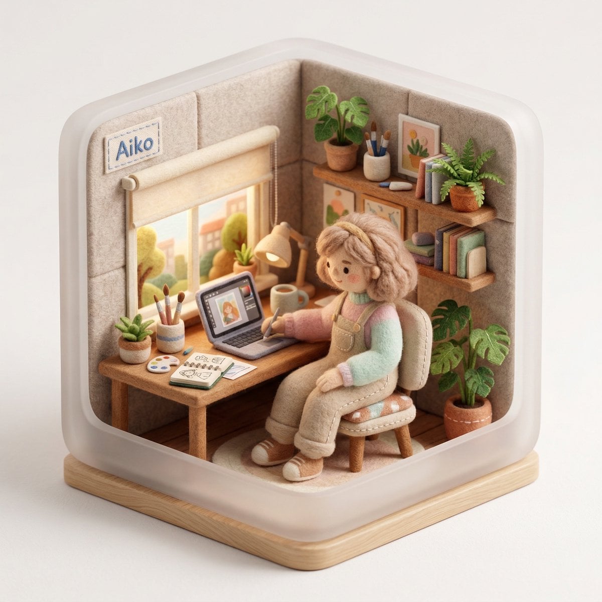 Felt Diorama of Creative Character in Nature Haven — image 4