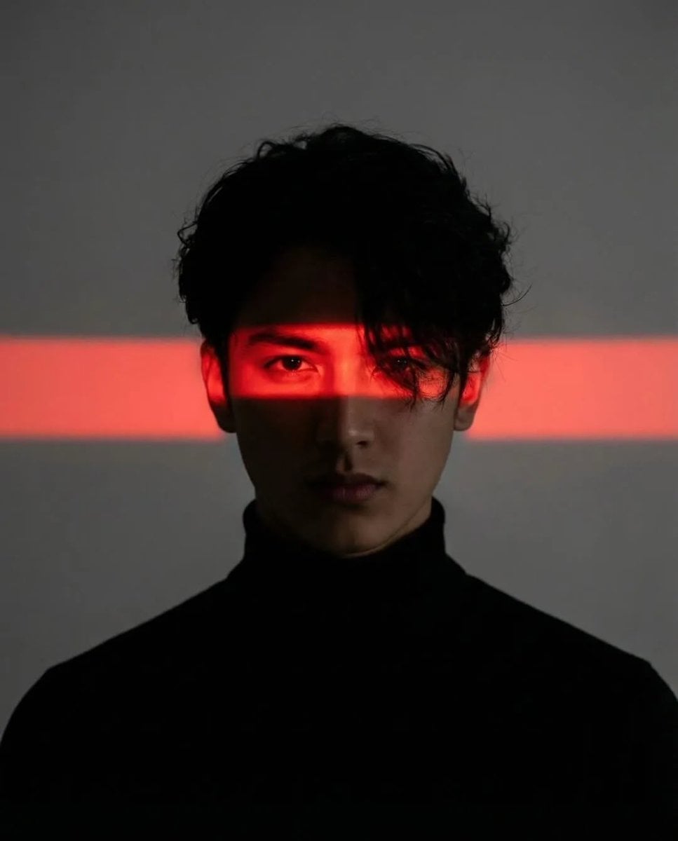 Cyberpunk Man with Neon Eye Light