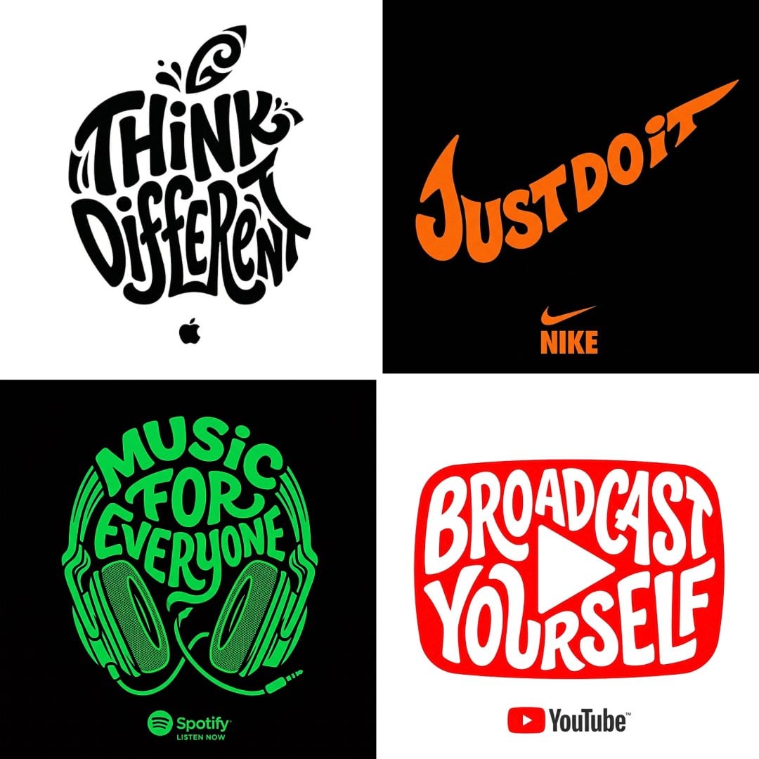 Text-Shaped Illustration with Brand Slogan