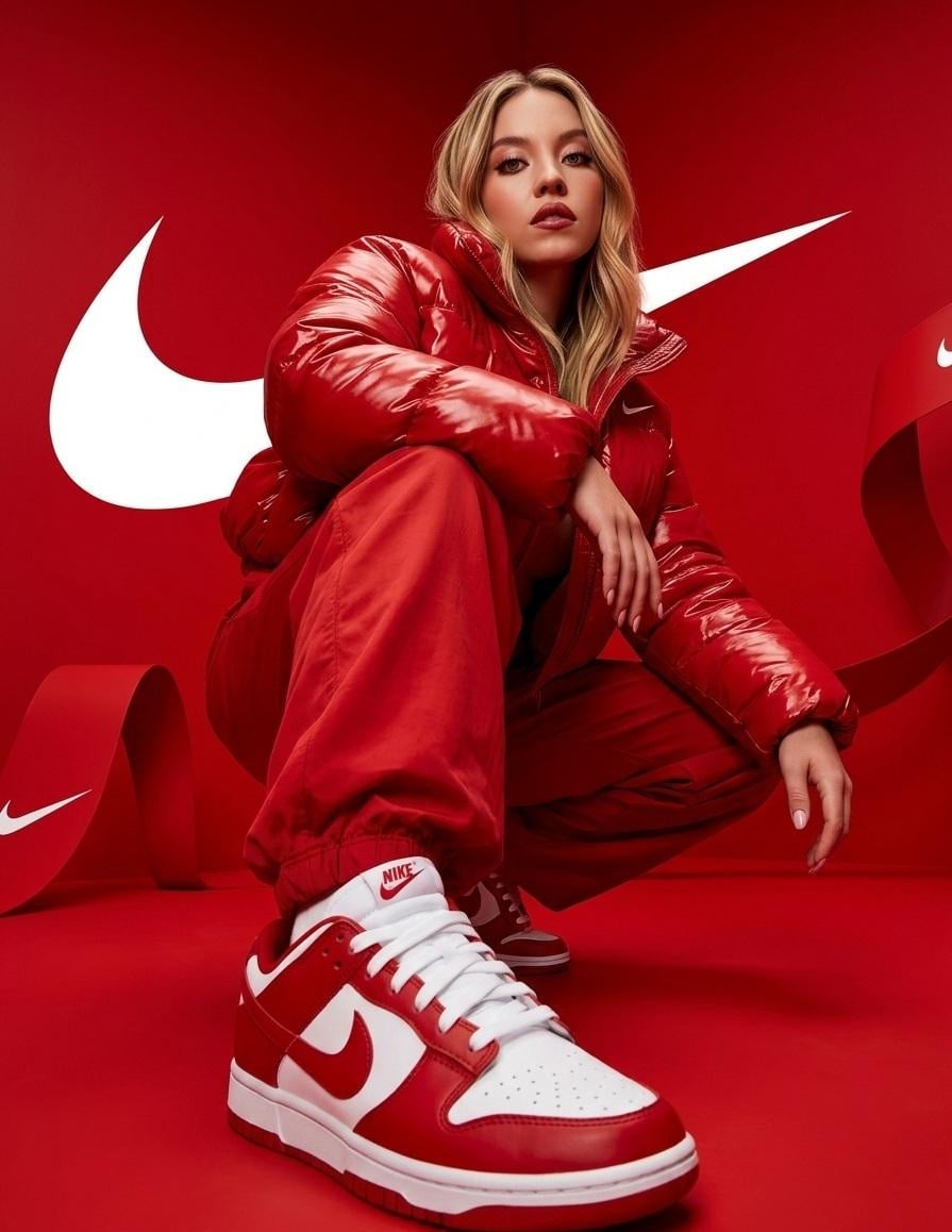Streetwear Fashion Model in Red Puffer Jacket — image 2