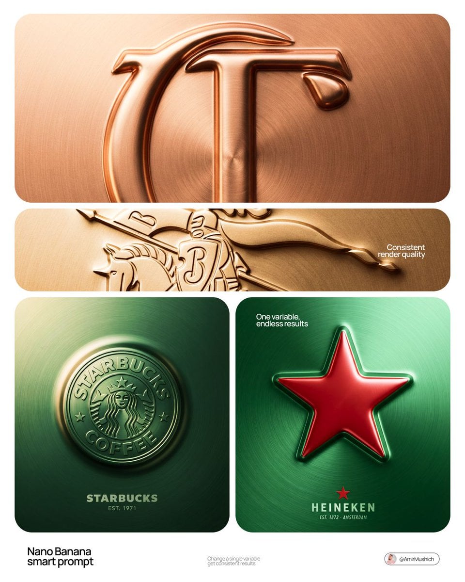 Raised Embossed Brand Logo on Metallic Surface