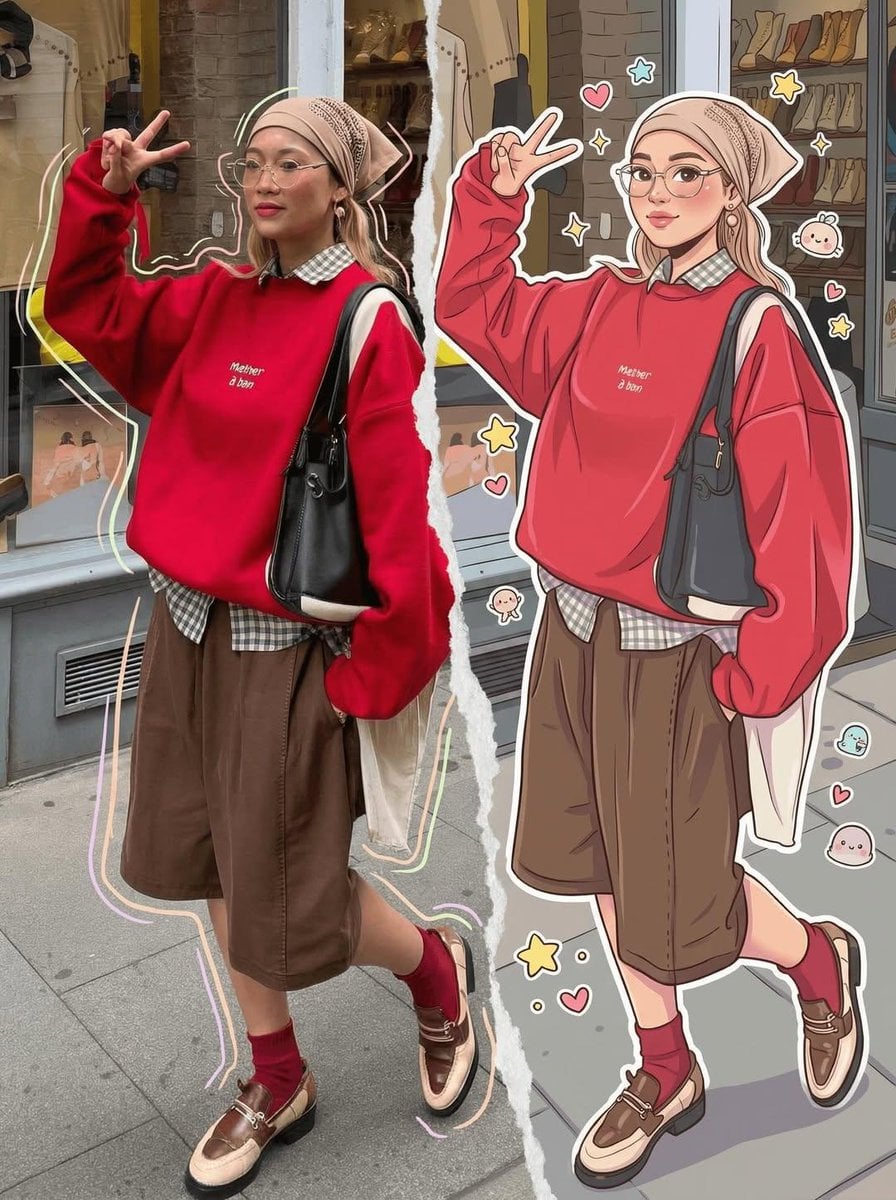 Realistic and Cartoon Split Image — image 3
