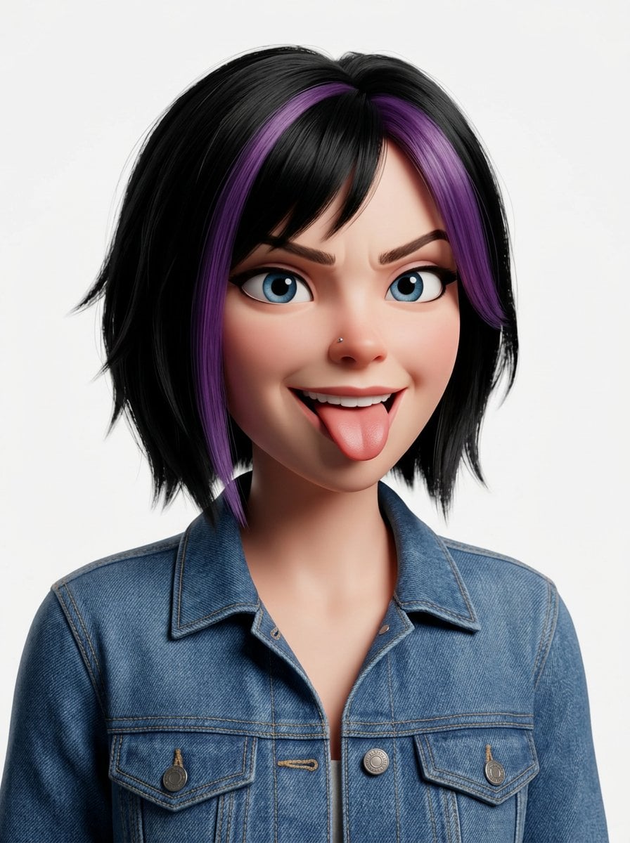 Pixar Avatar of Edgy Person with Purple Hair Streak — image 3