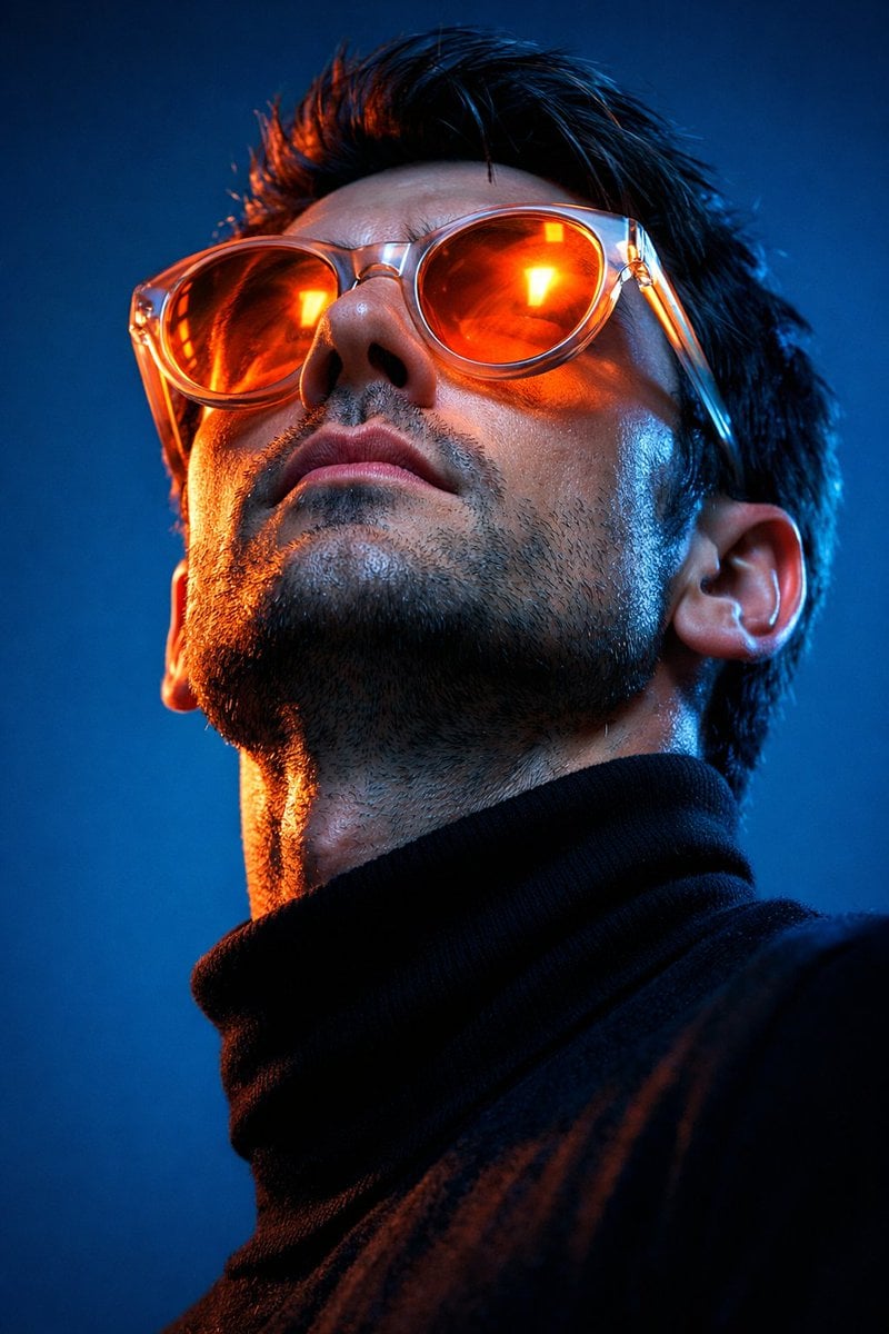 Cyberpunk Man in Neon Orange and Cyan — image 2