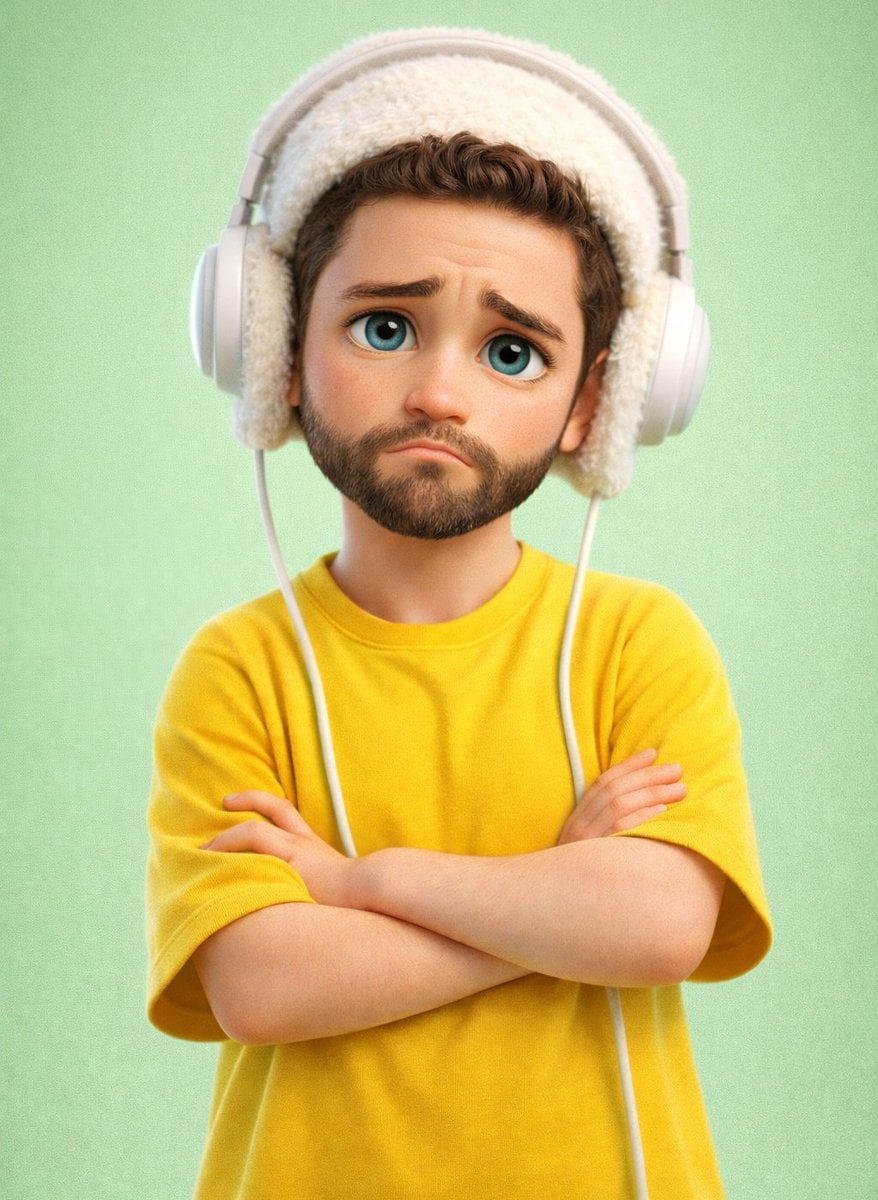 3D Cartoon Character in Fuzzy Beanie and Headphones — image 2