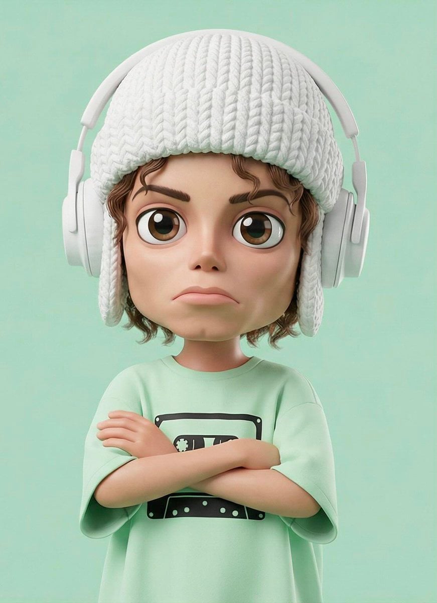 3D Cartoon Character in Fuzzy Beanie and Headphones — image 3