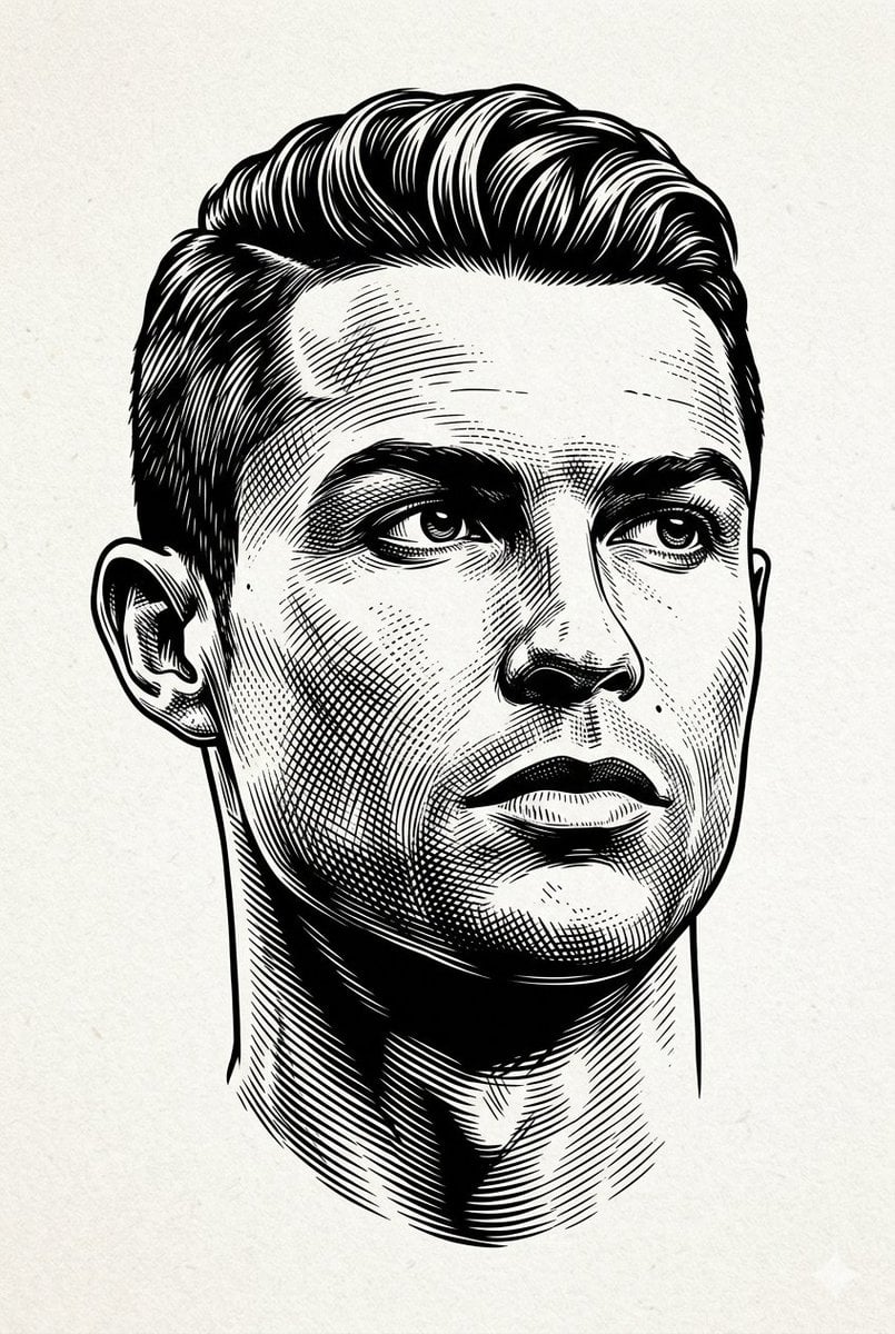 Monochrome Engraved Portrait Illustration — image 3