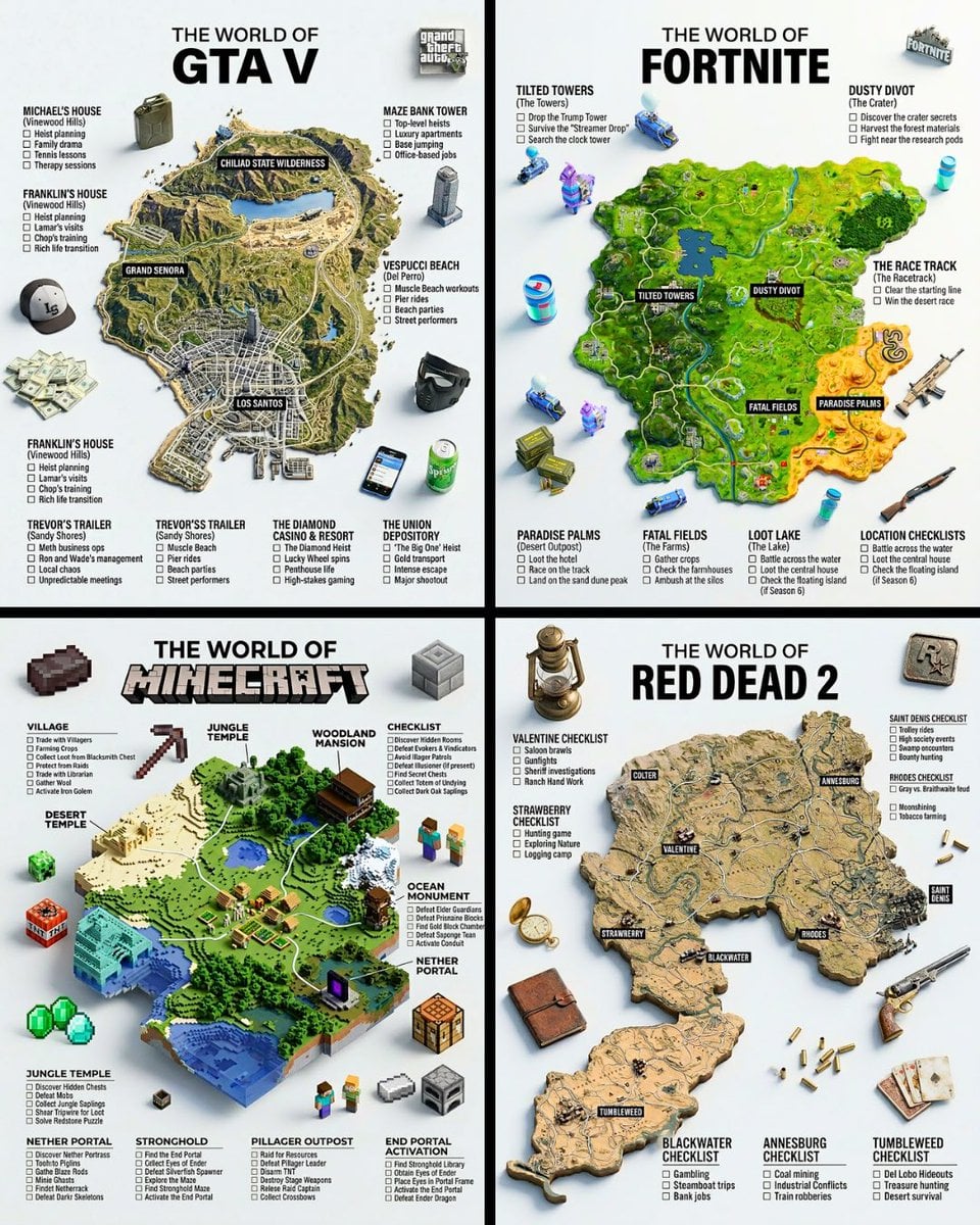 Interactive Game Map Infographic Poster