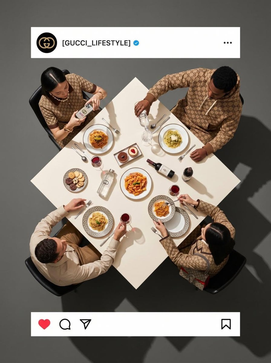 Minimalist Top-Down Dining Table Instagram Scene — image 4