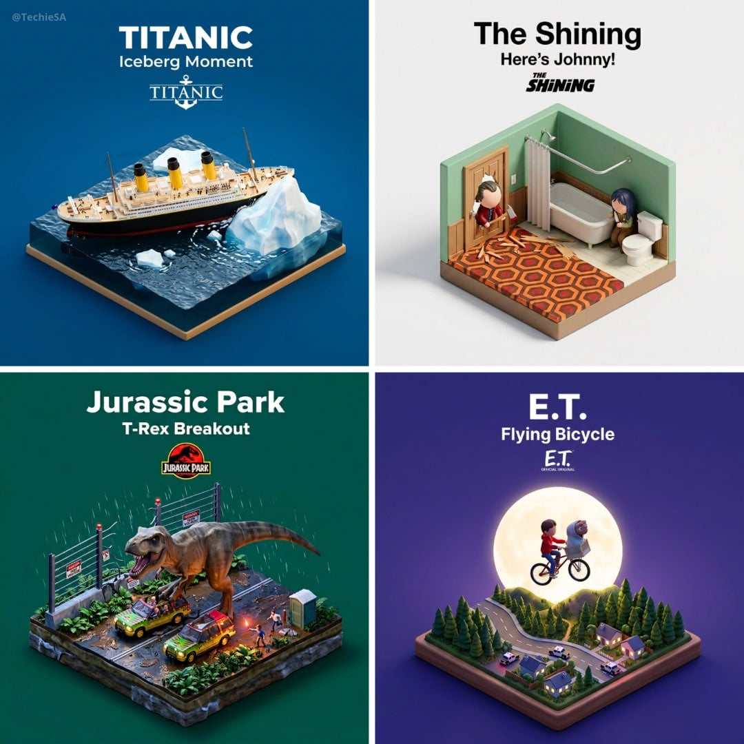 Isometric Diorama of Iconic Movie Scene