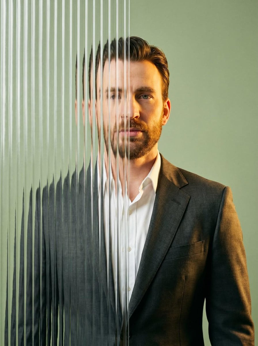 Editorial Portrait Behind Reeded Glass — image 2