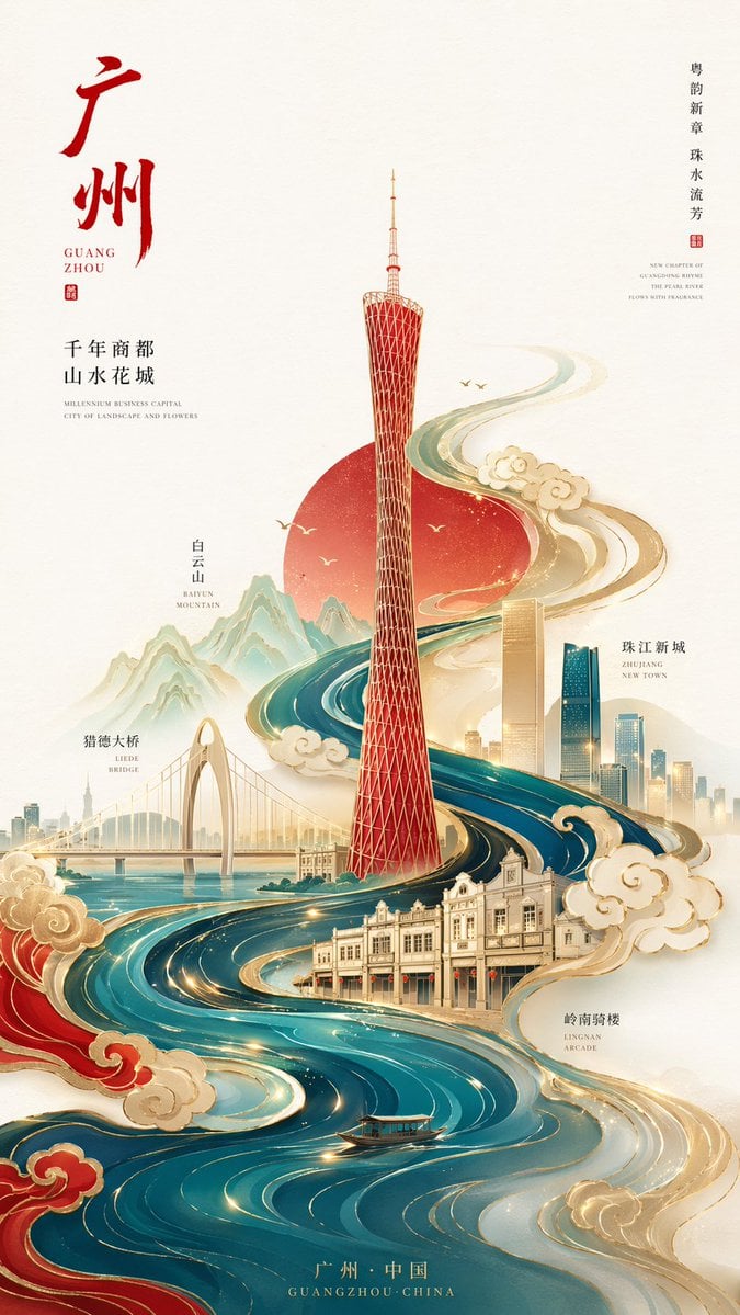 Modern Minimalist Guangzhou City Poster
