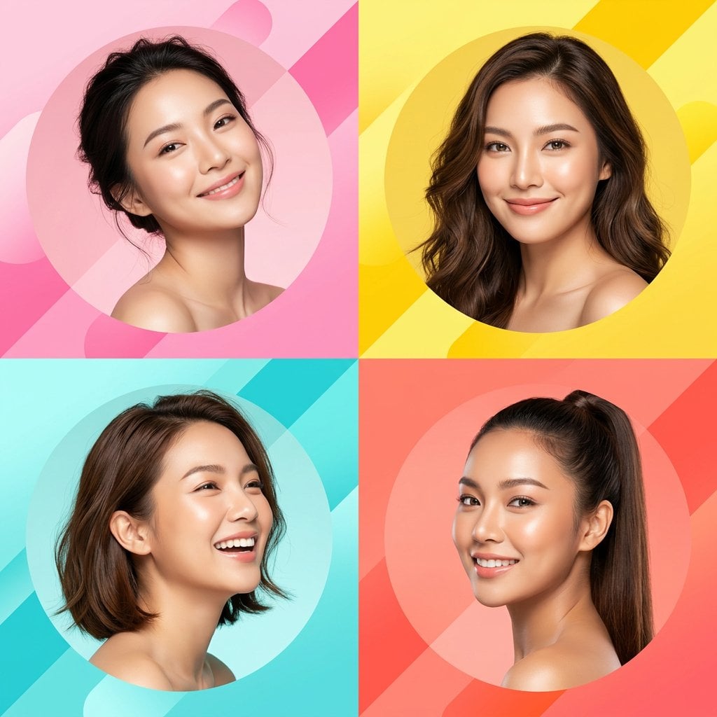 Asian Women Skincare Advertising Collage