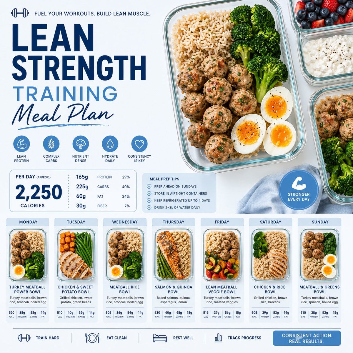 Clean & appetizing meal prep layouts Design a minimalist healthy meal — image 3